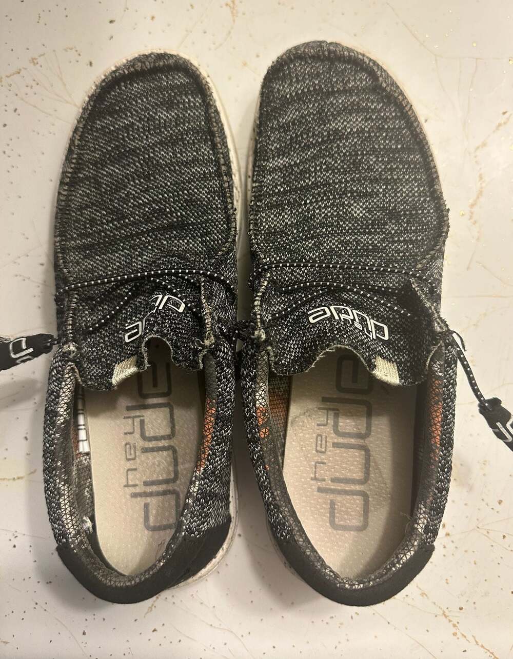 Hey Dude Wally Knit Slip-On Shoes Black Grey-Men’s